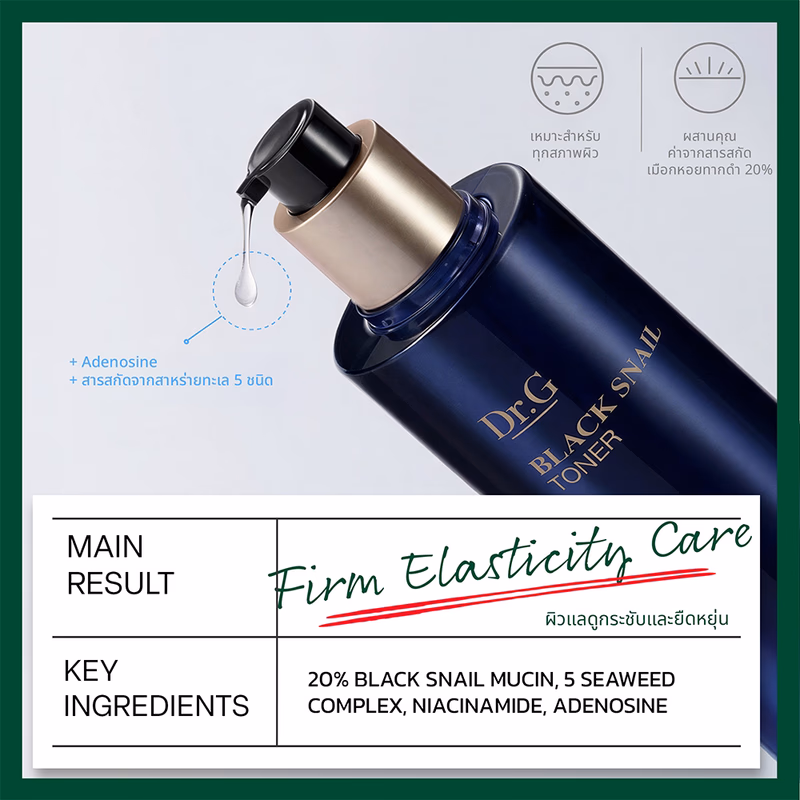 Dr.G Black Snail Toner 150ml โทนเนอร์น้ำตบหอยทากดำลดเลือนริ้วรอย