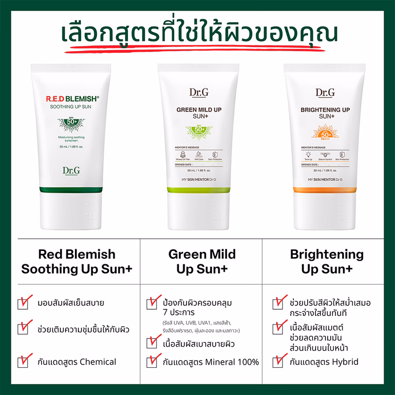 Dr.G Brightening Up Sun+ SPF50+ PA+++ 50ml ครีมกันแดดโทนอัพคุมมัน